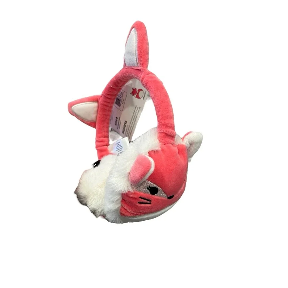 Squishmallows Fifi Pink White Fox Winter Earmuffs NWT Warm Fuzzy Ears Girls Gift